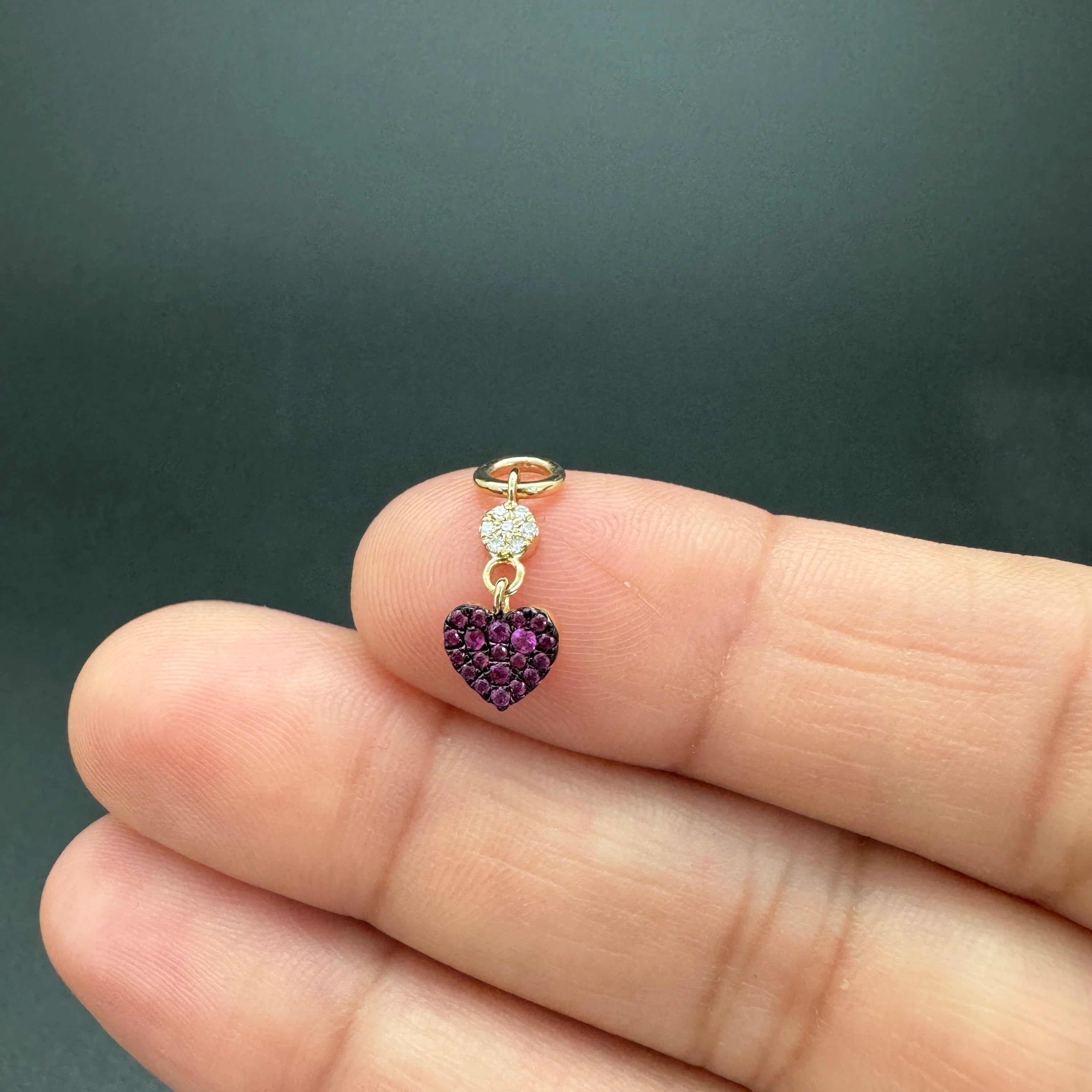 Diamond Disc & Emerald Heart Charm