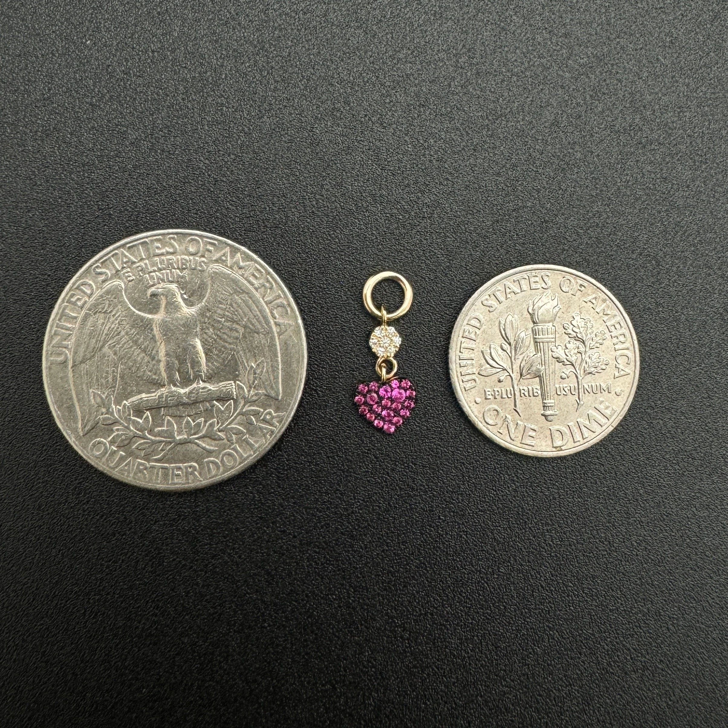Diamond Disc & Emerald Heart Charm