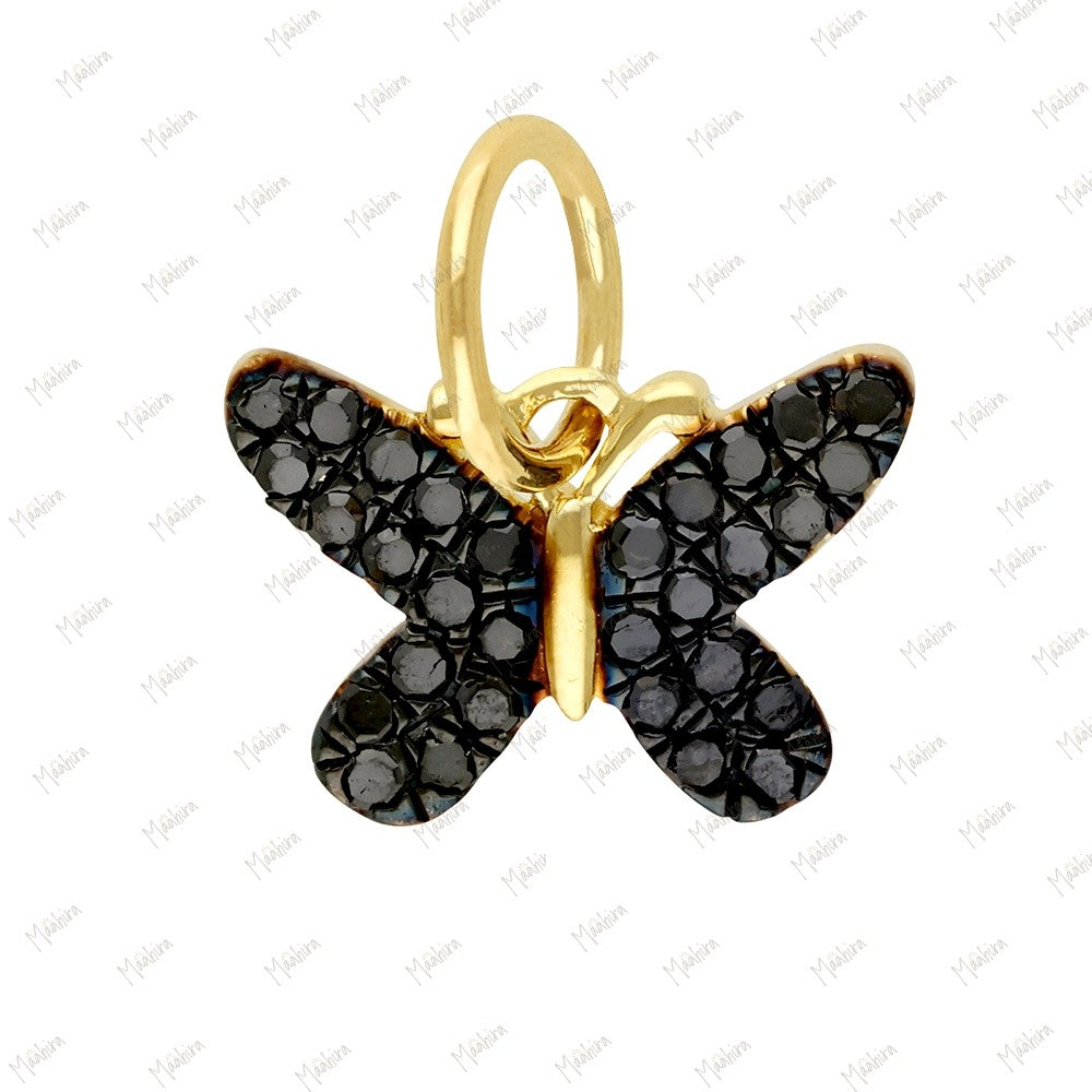 Black Diamond Butterfly Charm 8x11mm