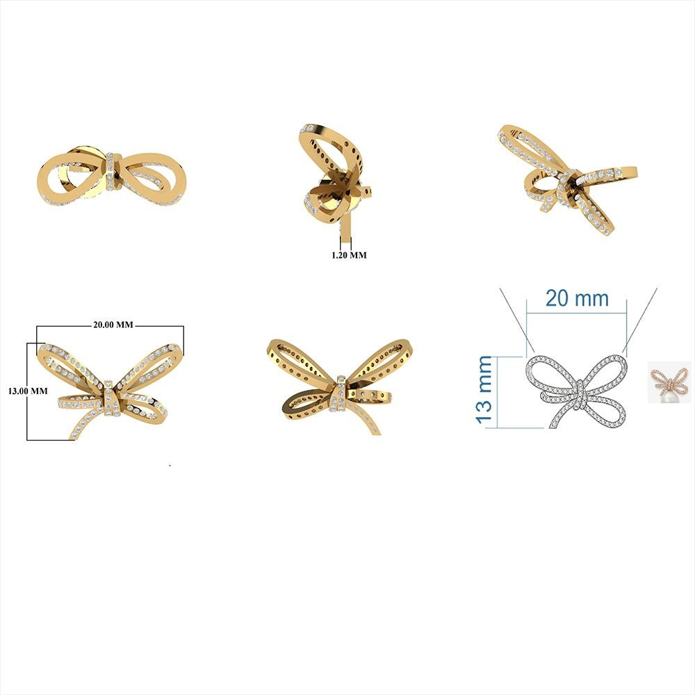 Diamond Bow Necklace 13x20mm