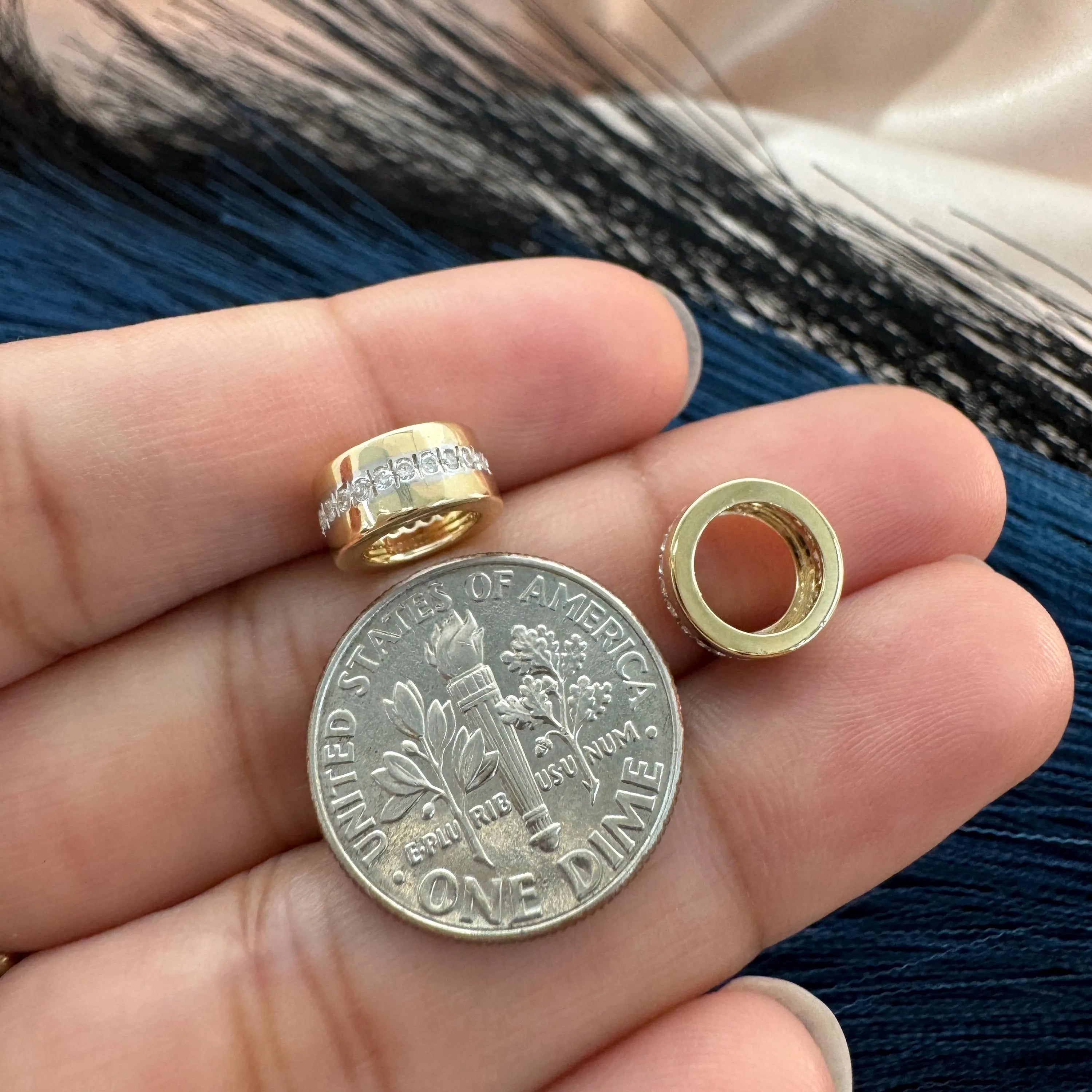 14k Gold Diamond Rondelle Bead / Roundel Bead 4.50x9mm