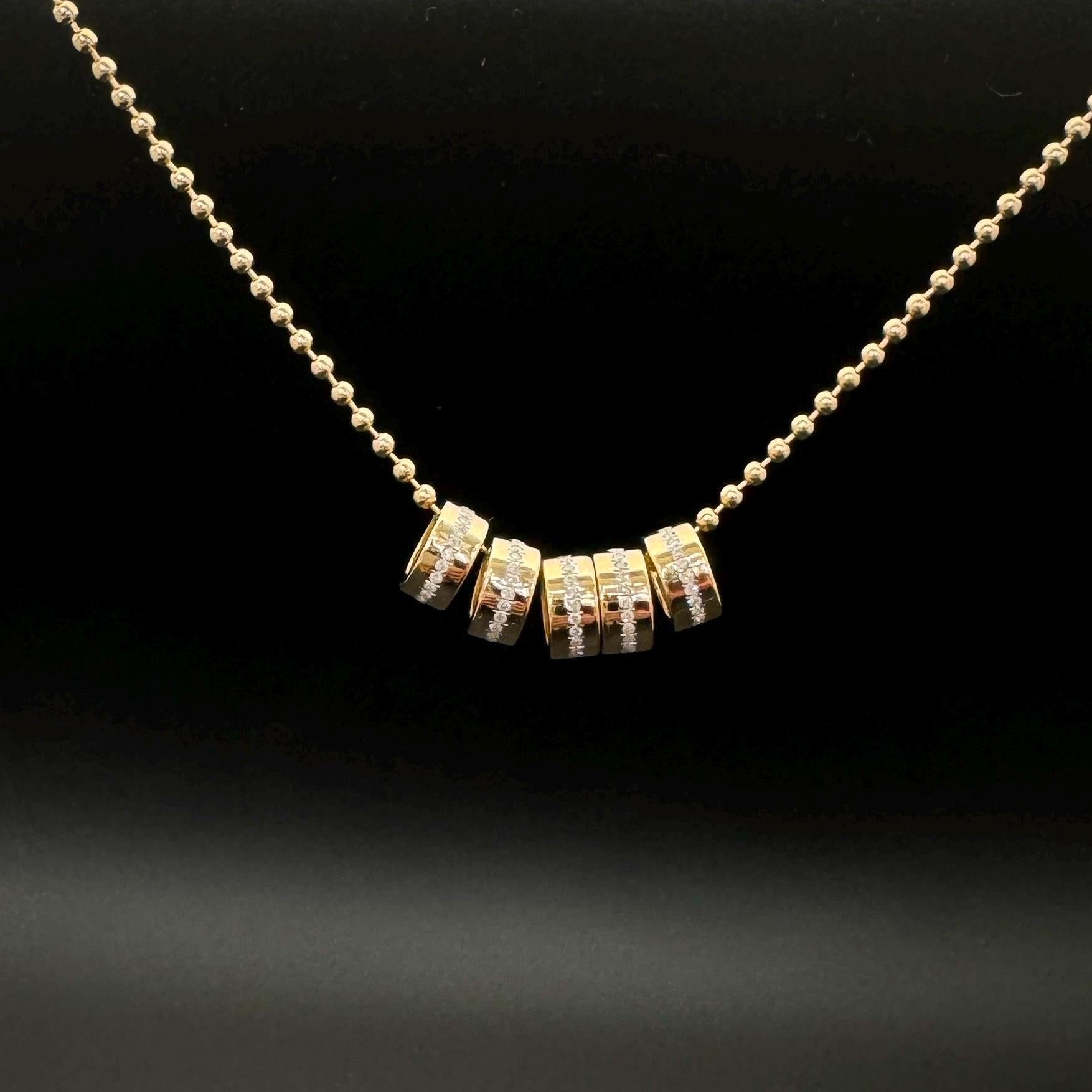14k Gold Diamond Rondelle Bead / Roundel Bead 4.50x9mm