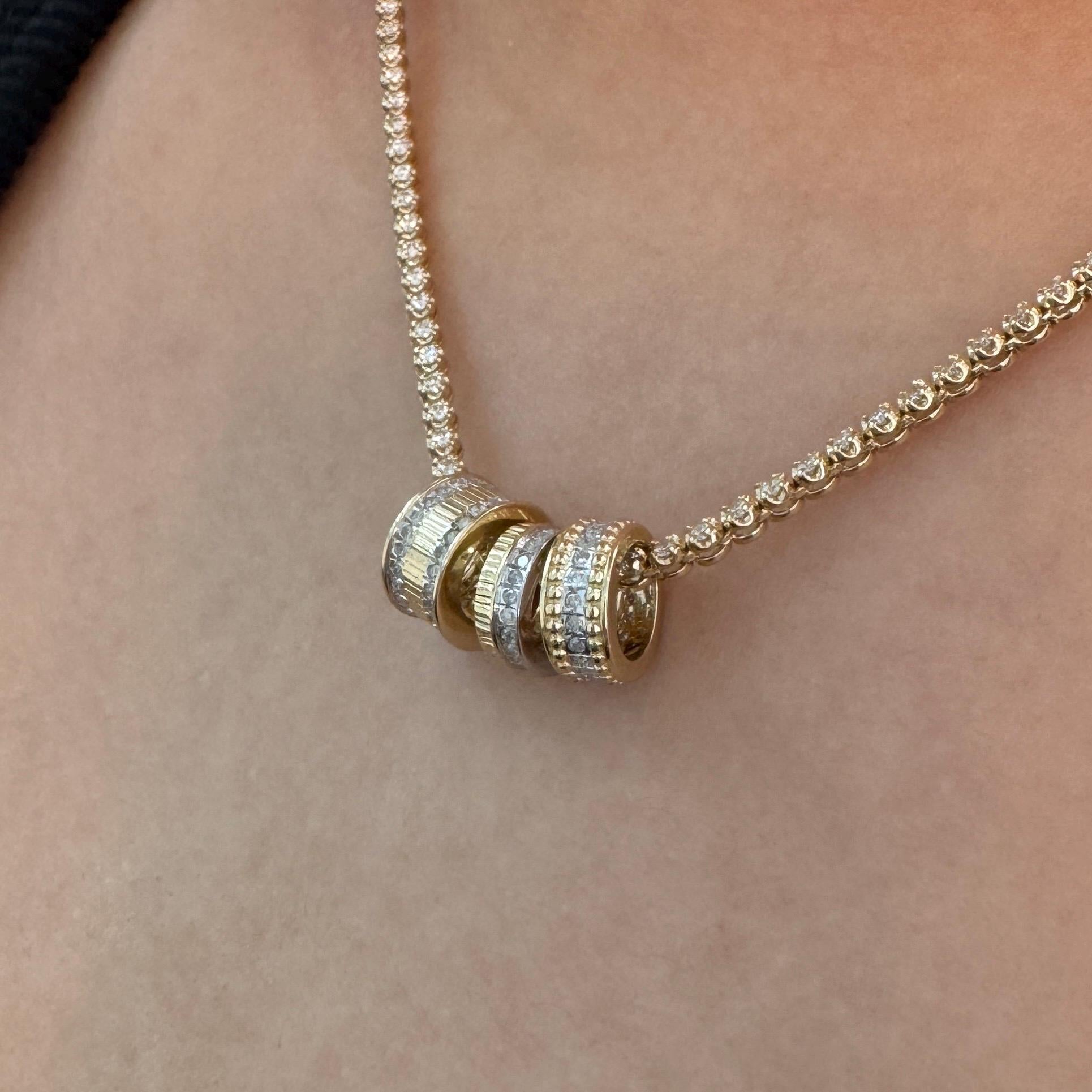 14k Gold Diamond Rondelle Bead / Roundel Bead 4.50x9.80mm