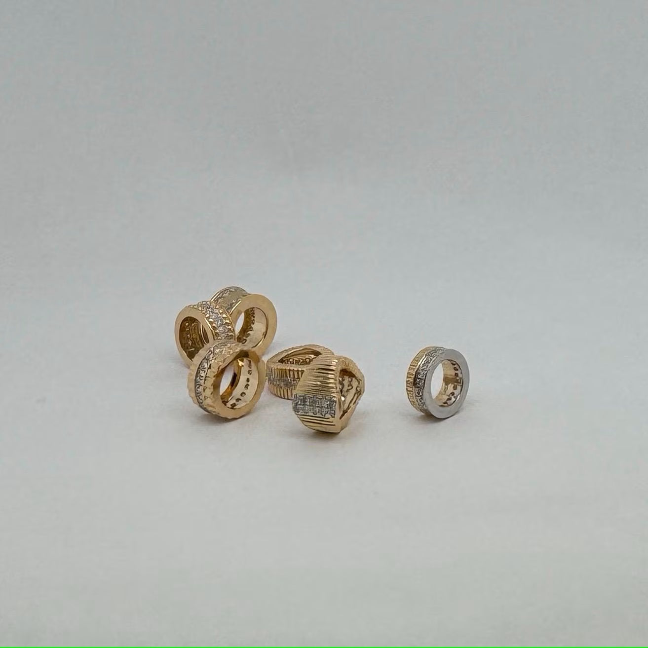 14k Gold Diamond Rondelle Bead / Roundel Bead 4.50x9.80mm