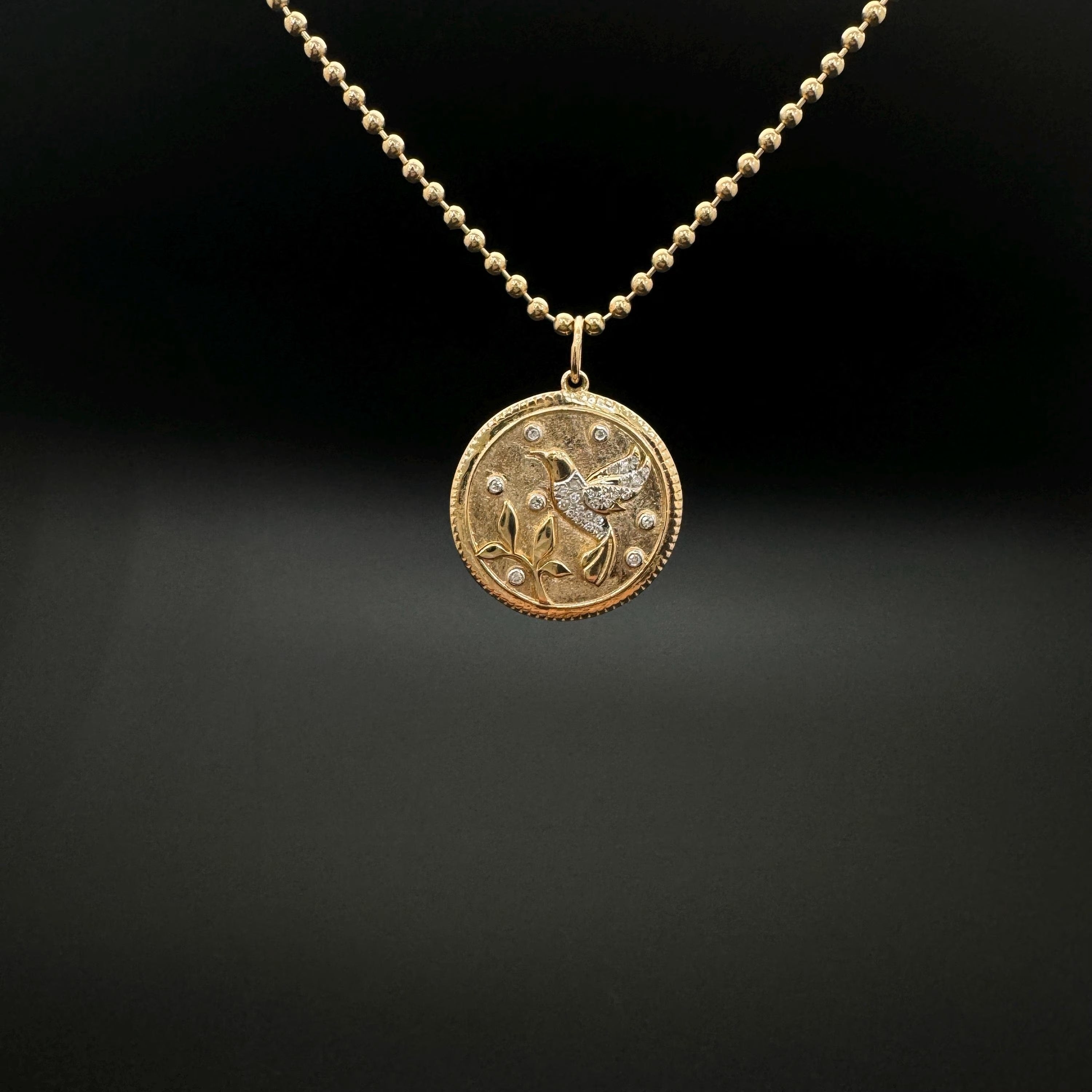 Diamond Round Flying Bird Pendant 22mm