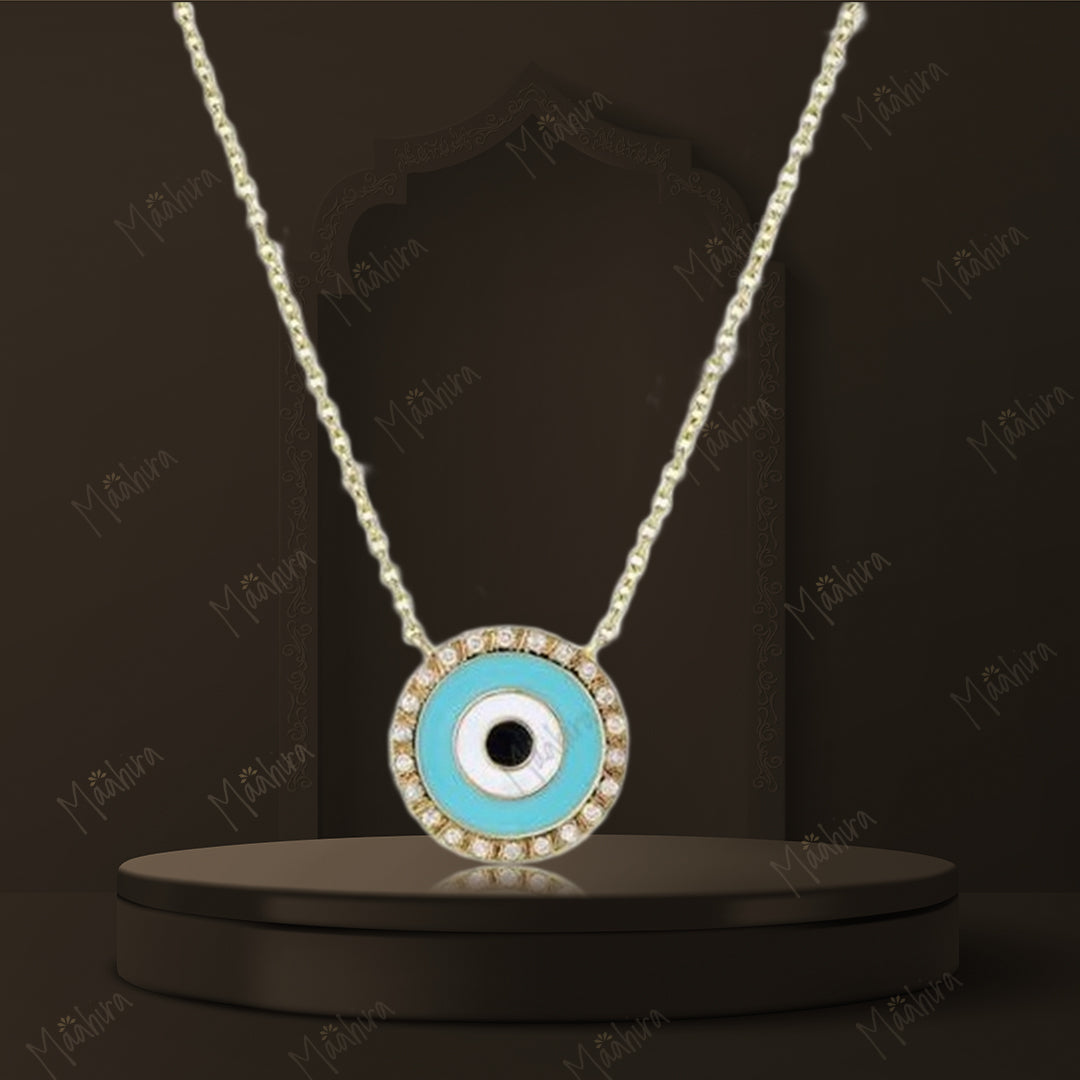Diamond Enamel Evil Eye Necklace 13mm