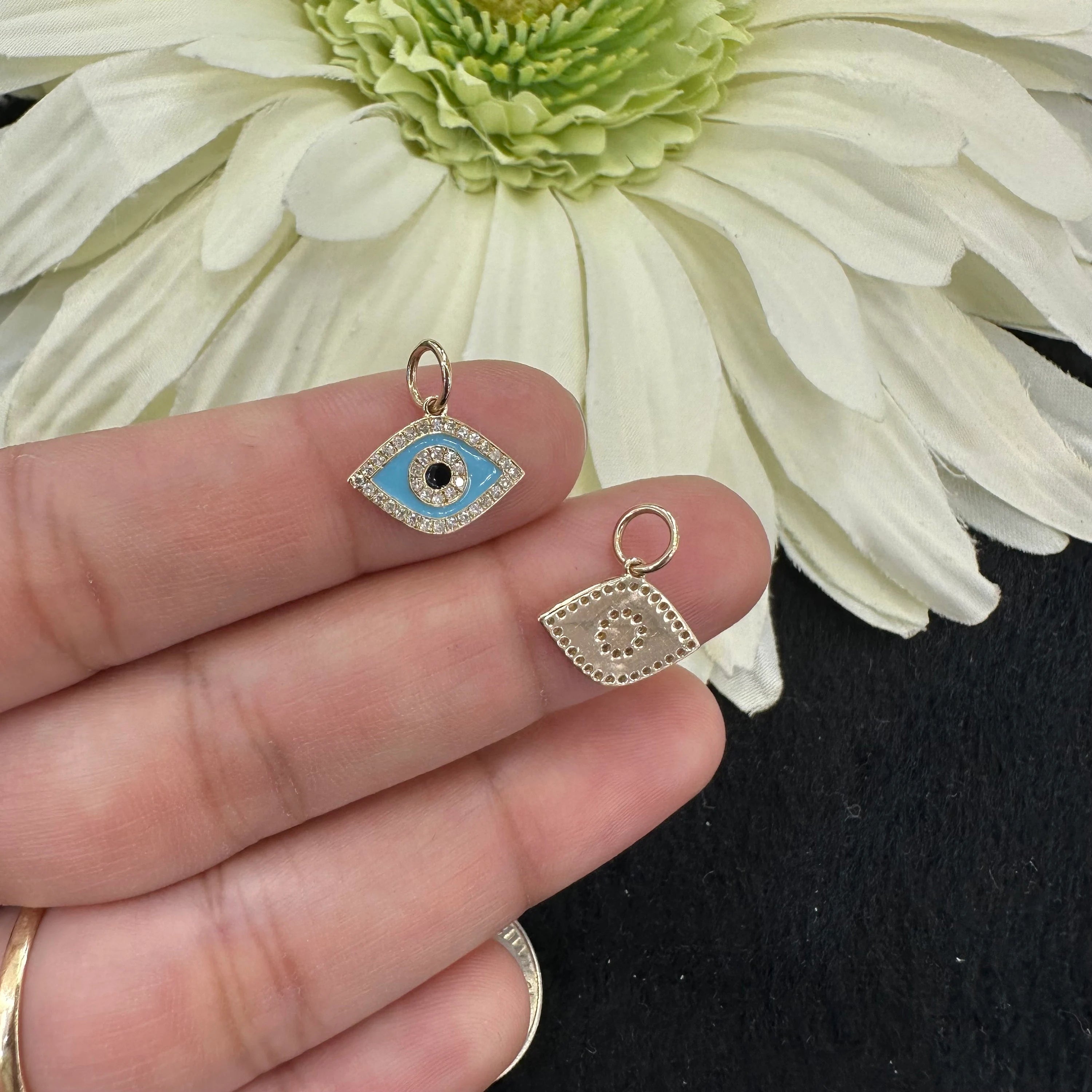 Diamond Blue Enamel Eye charm