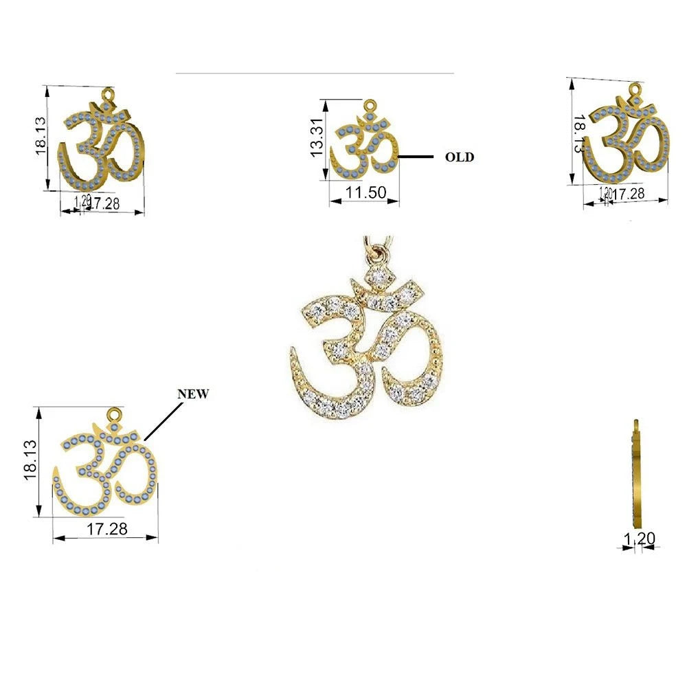 Om diamond charm 11x11.50mm