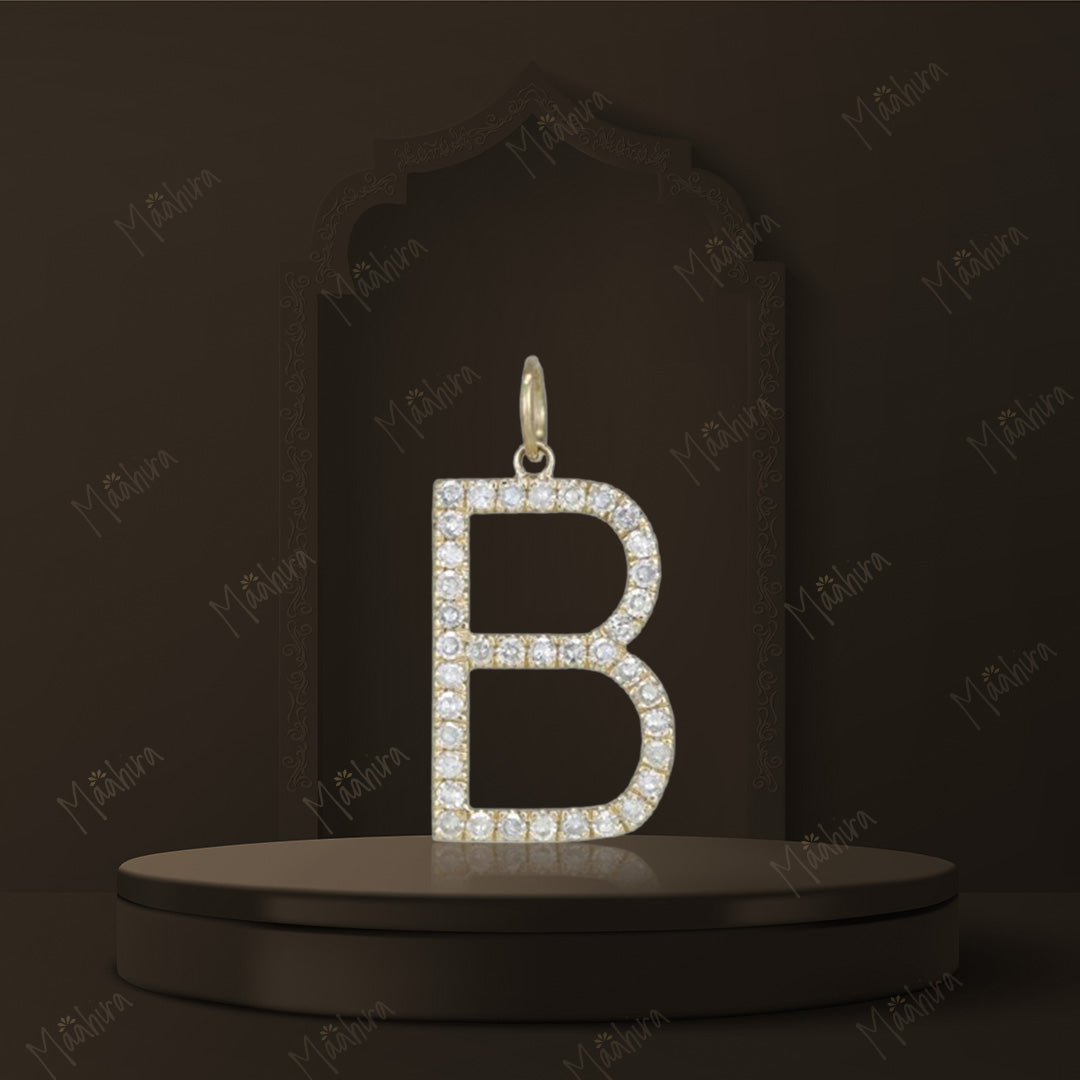 Diamond B/D/K/L/M/R/S/T Initial Charm Pendant – 15mm