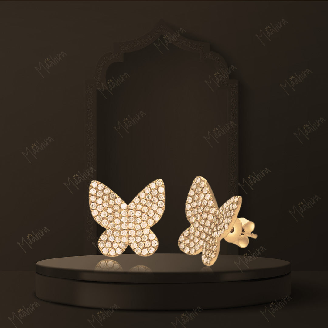 Minimalist Diamond Butterfly Studs-13.50x13.50mm