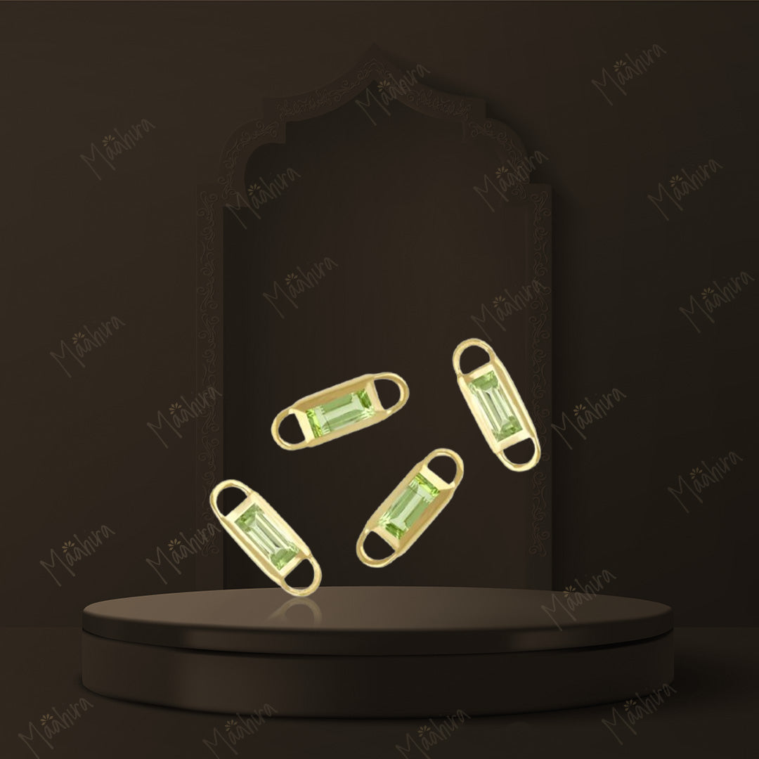 Peridot Baguette Connectors – 2x4mm Stone, 2.80x4.90mm Outer Size