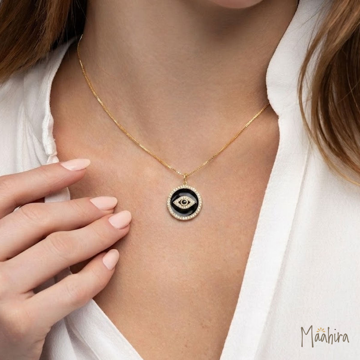Black Enamel Eye Pendant