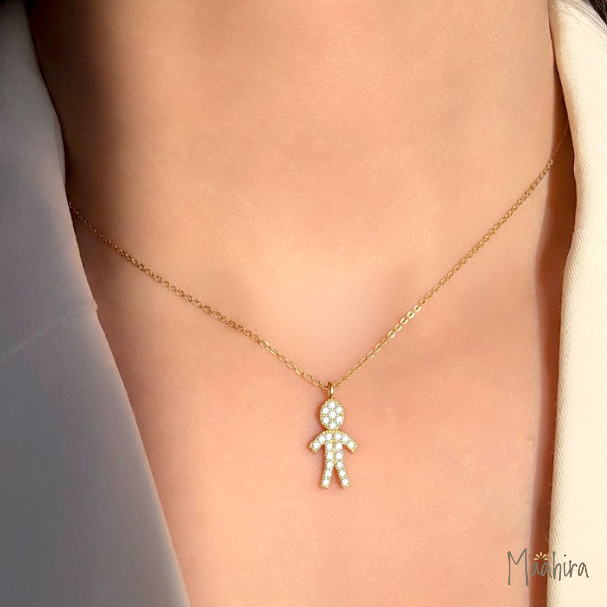 Carved Boy Chain Necklace