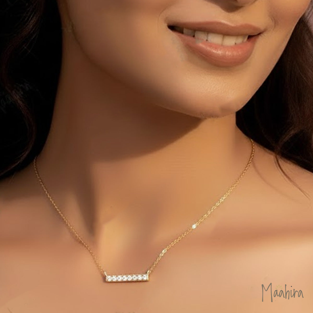 Diamond Bar Pendant Necklace