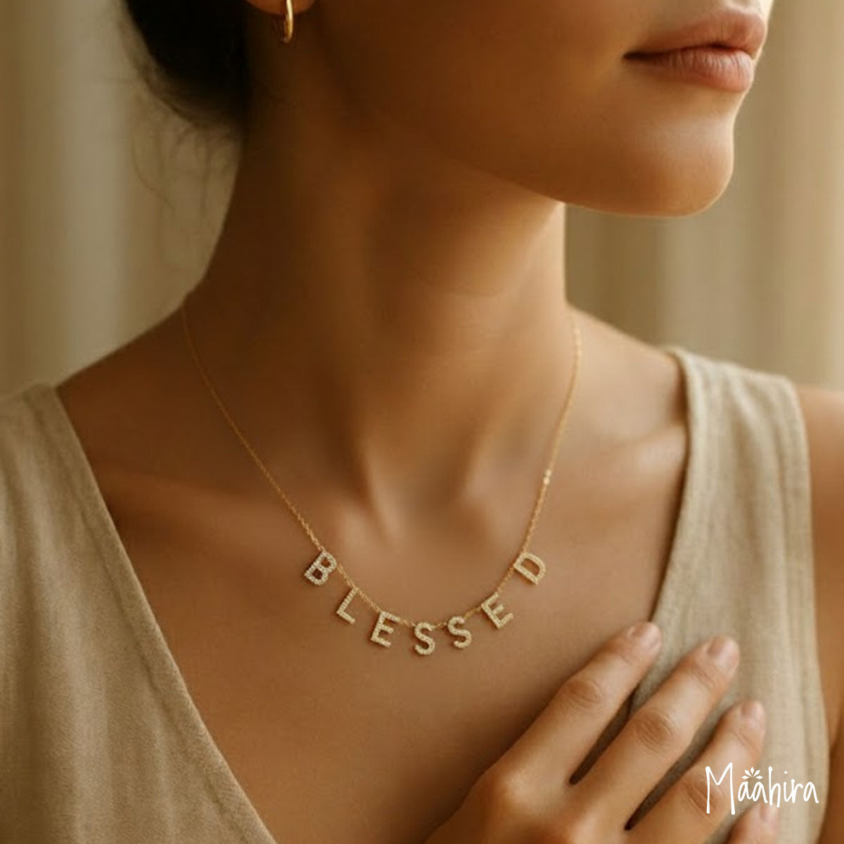 Diamond Blessed name necklace
