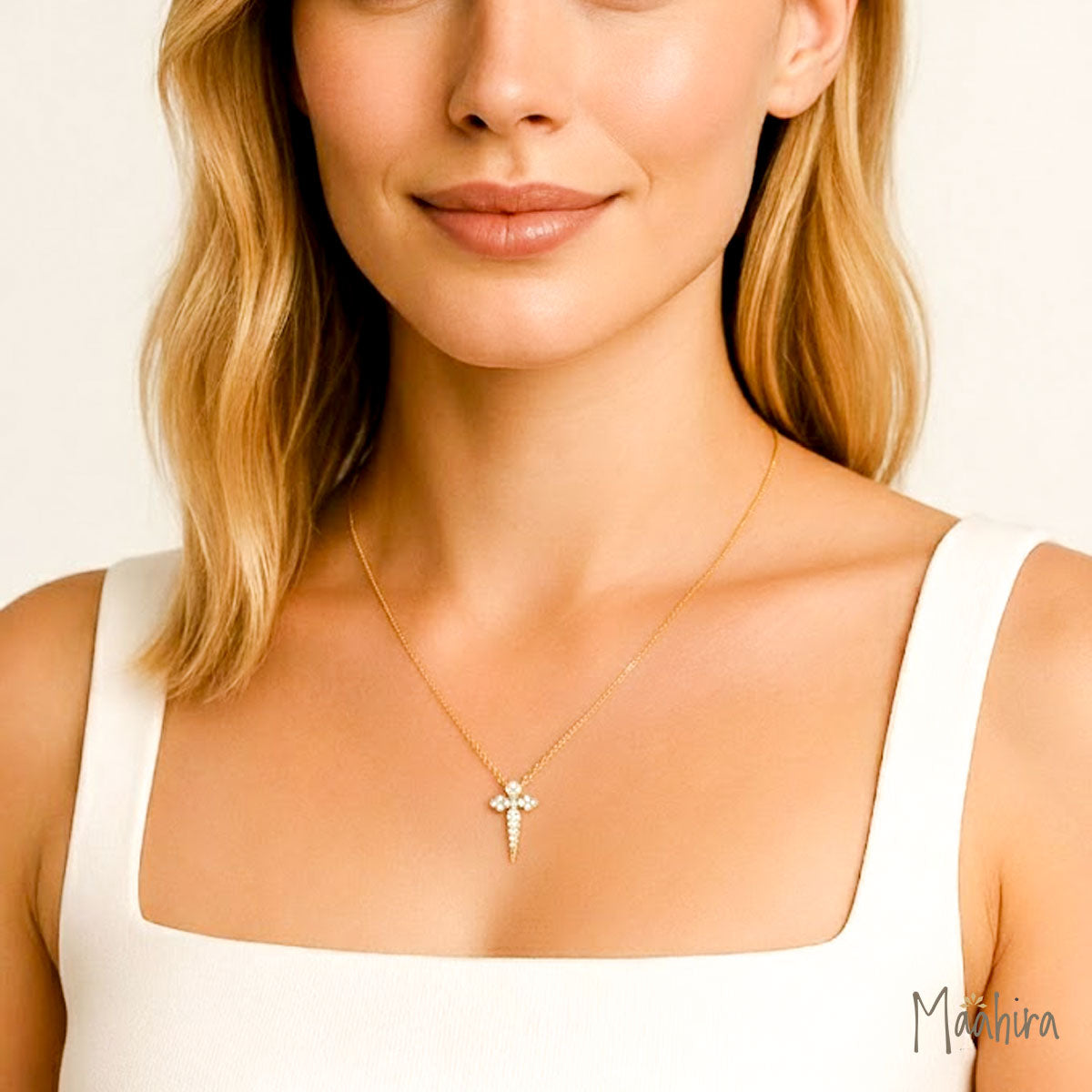 Diamond Cross Necklace 8.40x11.50mm