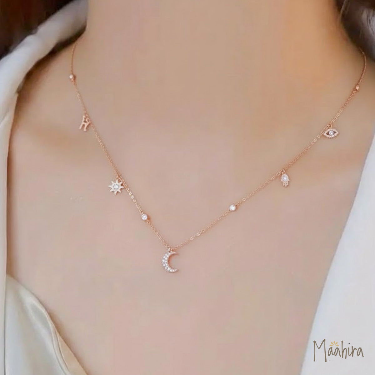 Diamond Multi Charm Necklace