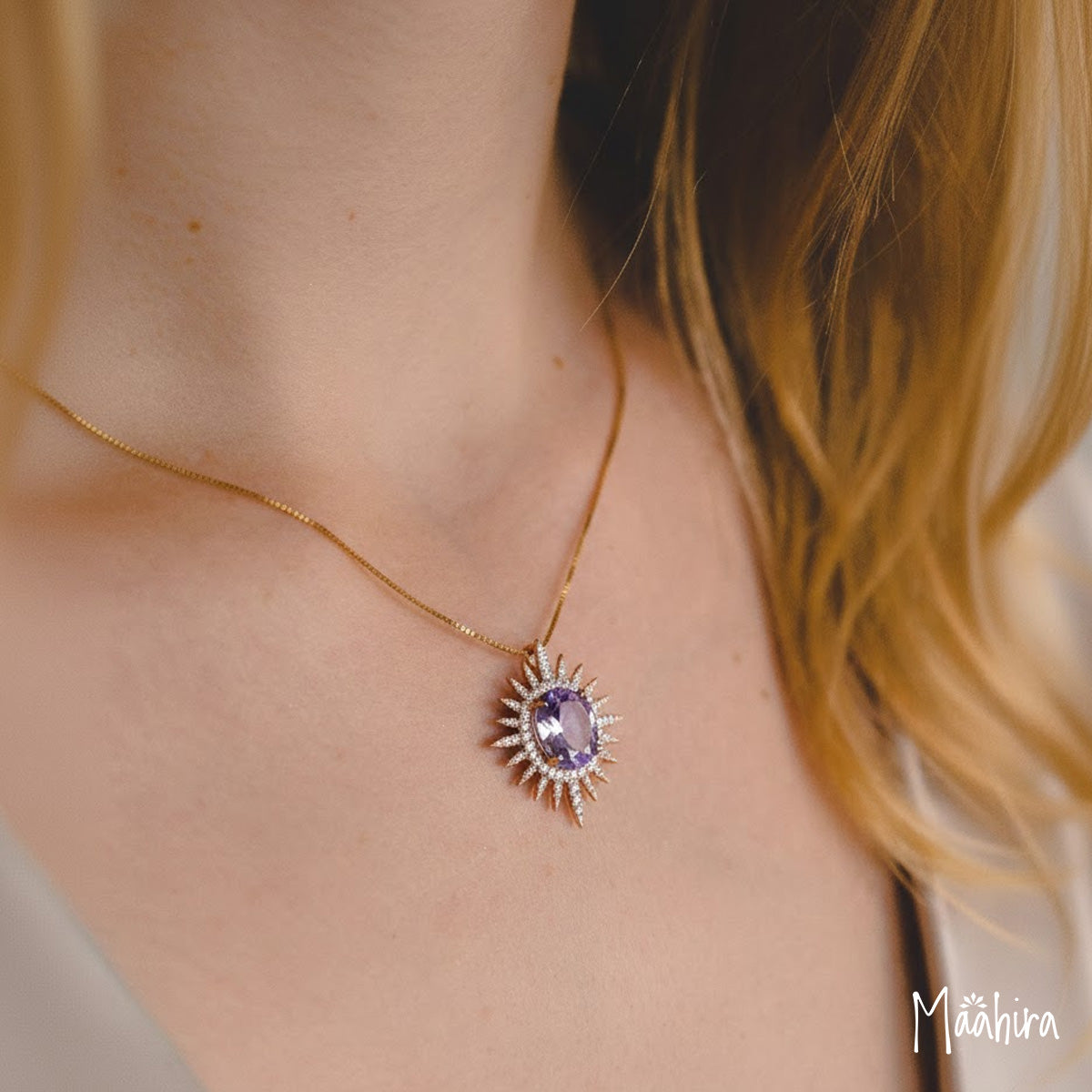 Diamond Pink Amethyst Necklace