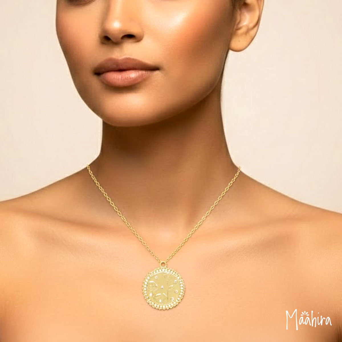 Diamond Rose Pendant Necklace 17mm