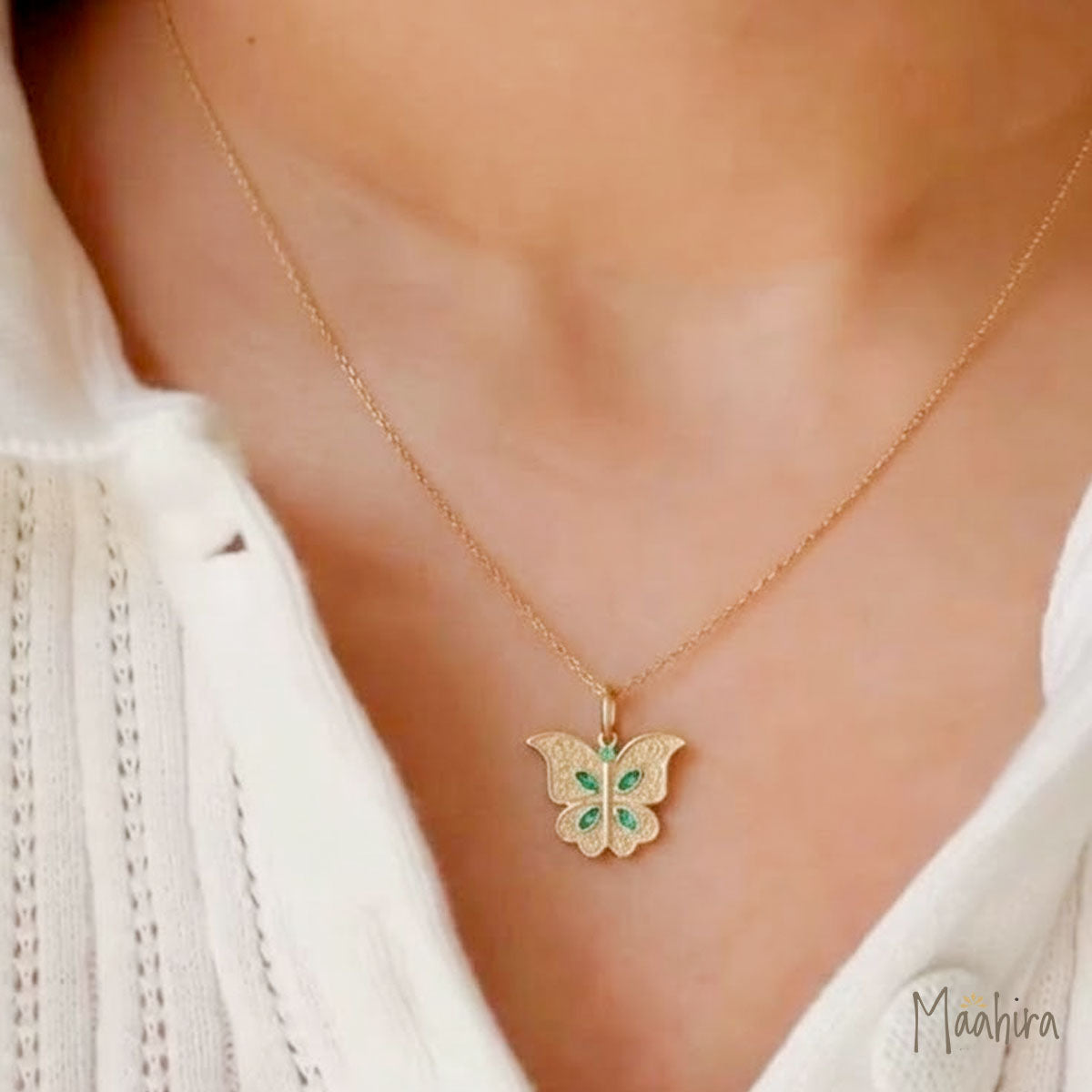 Emerald Butterfly Pendant 19.2X15mm