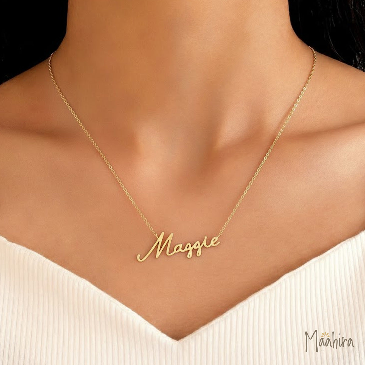 Gold Maggie custom name necklace