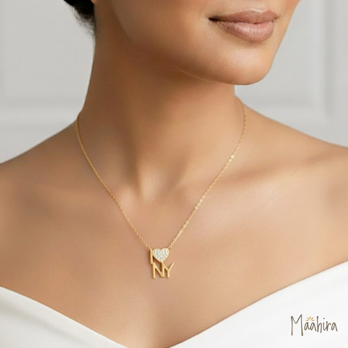 I LOVE NY Diamond pendant Necklace