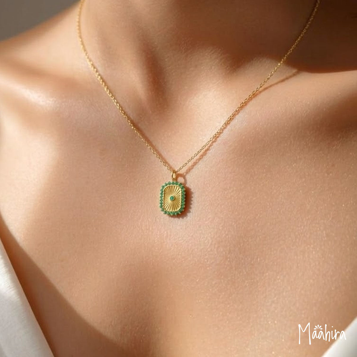 Octagon Shape Emerald Pendant 18x24mm