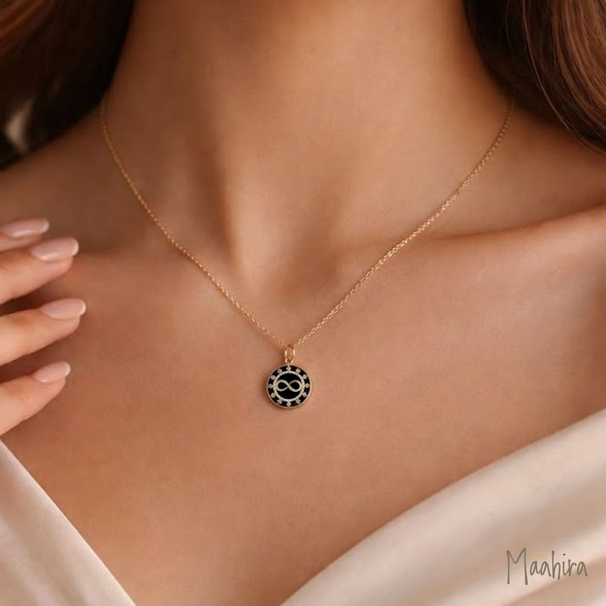 Diamond Black Onyx Infinity Pendant