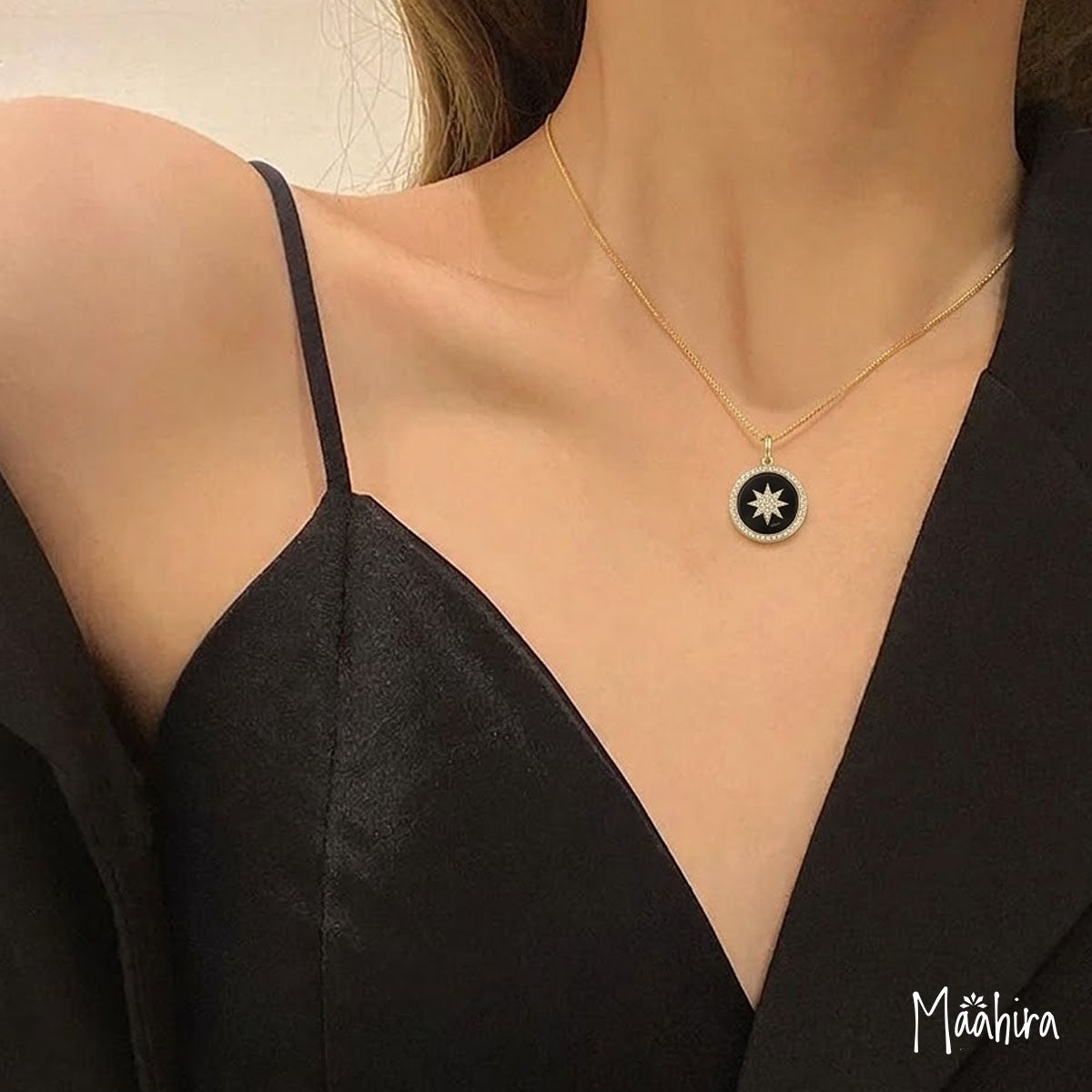 Diamond Black Onyx Pendant 20mm