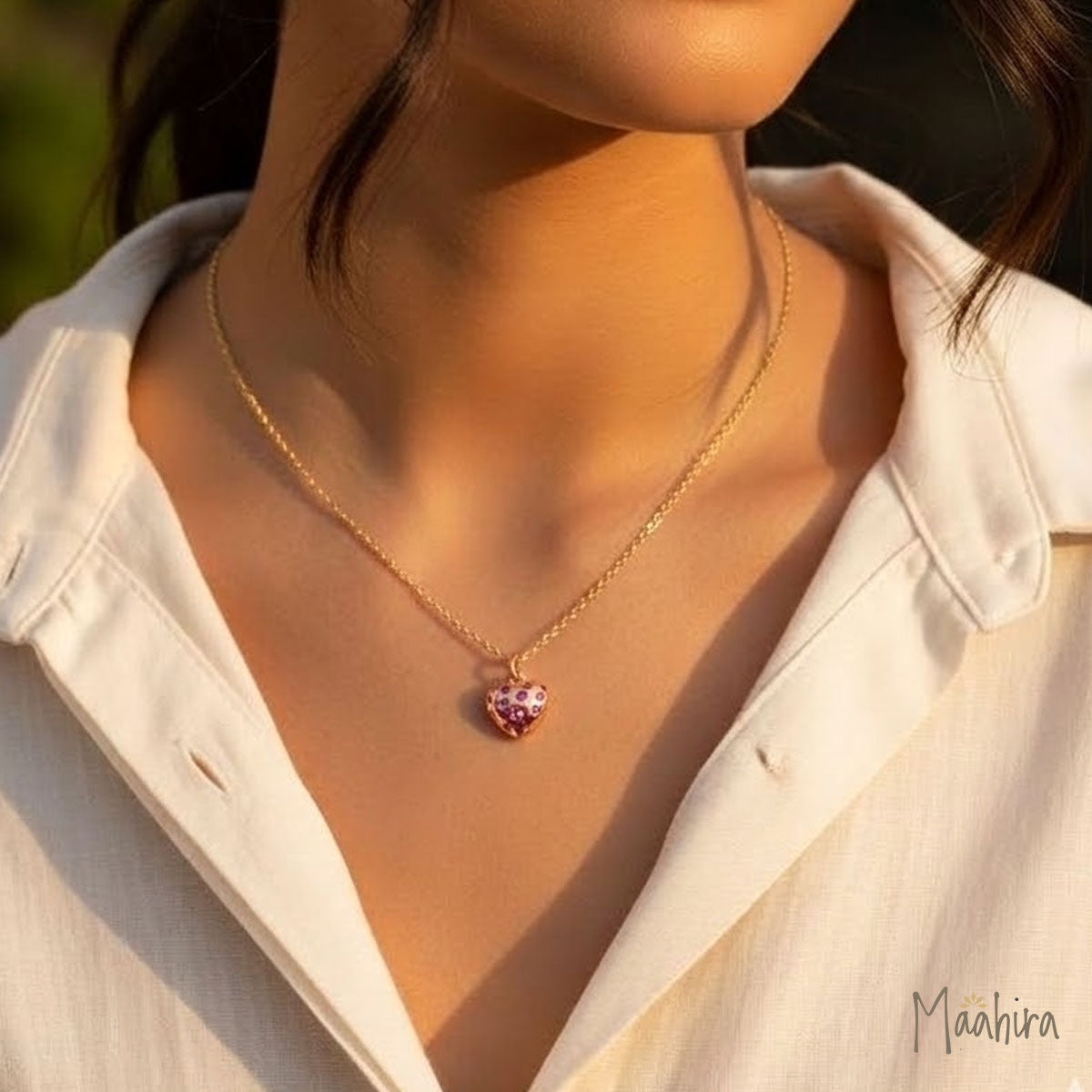 Pink Sapphire Heart Pendant 12mm