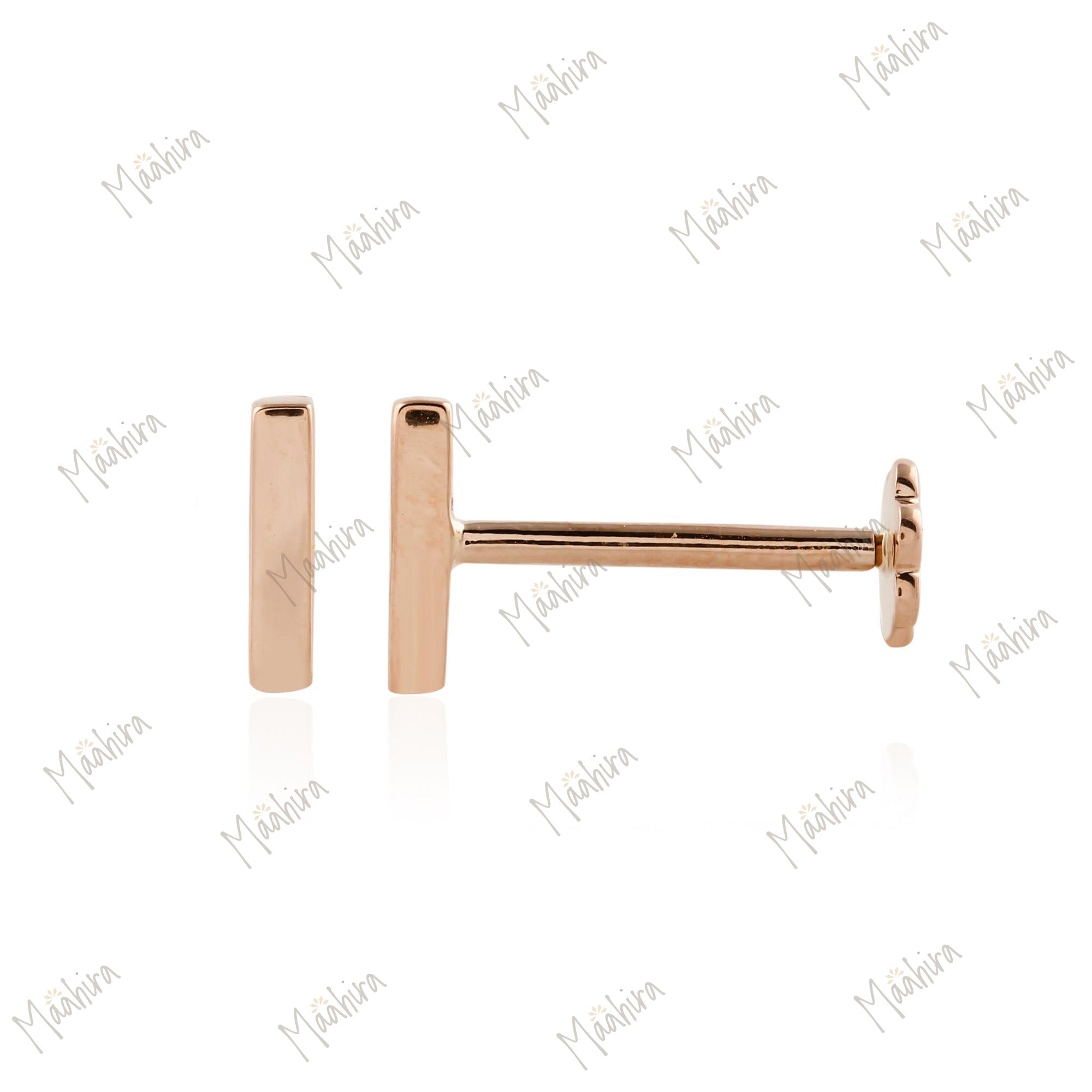 Golden Linear Bar Ear Tops