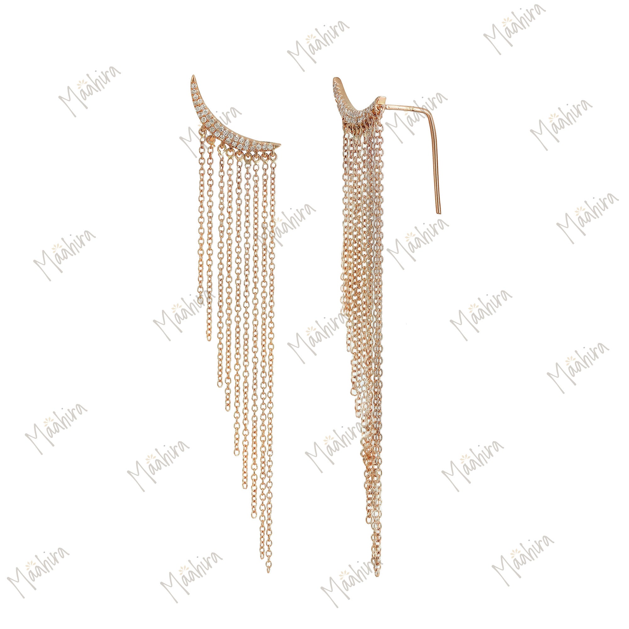 Long Diamond Multi Chain Drop Earring
