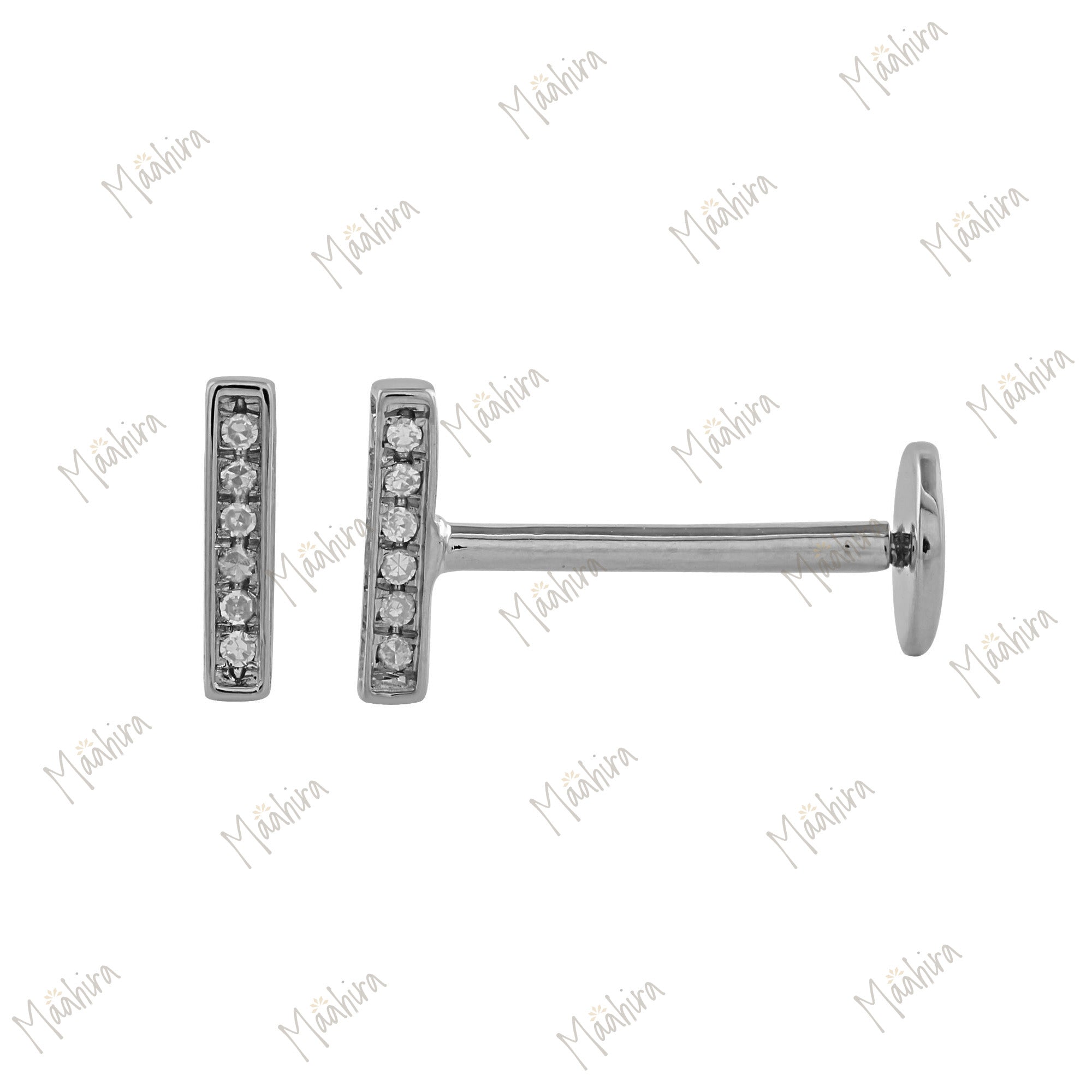 3D Diamond Bar Ear Studs