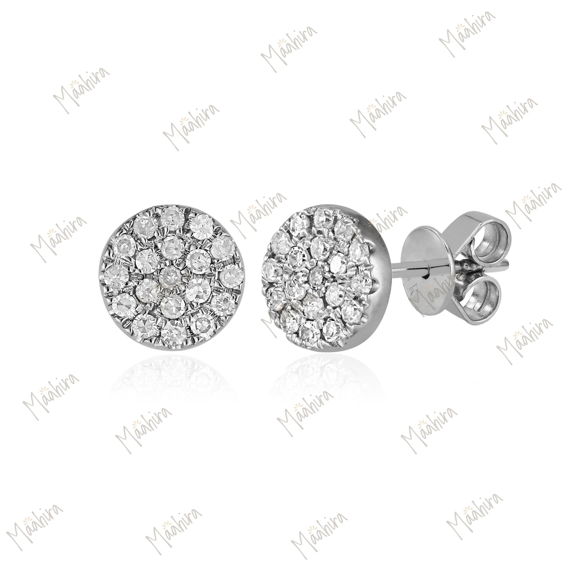 Diamond Disc Stud Earrings