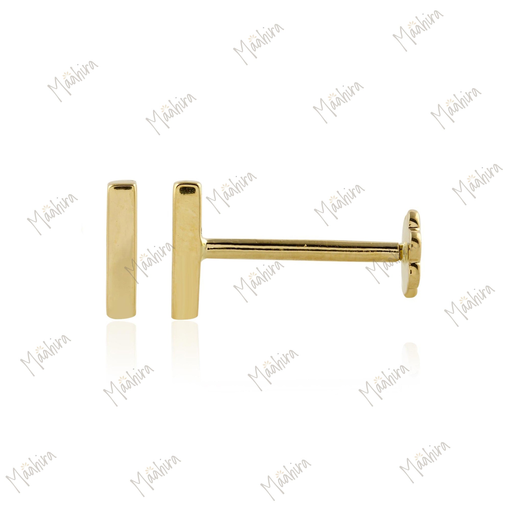 Golden Linear Bar Ear Tops