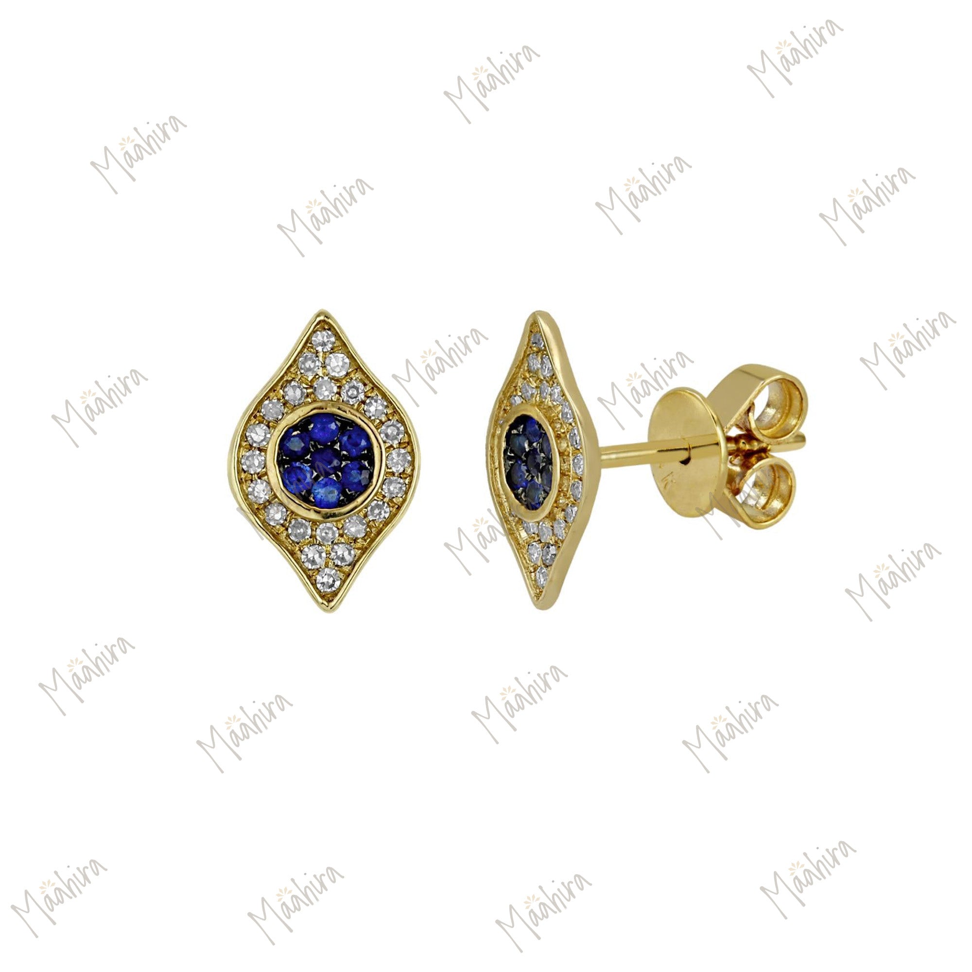 Sapphire And Diamond Evil Eye Earring