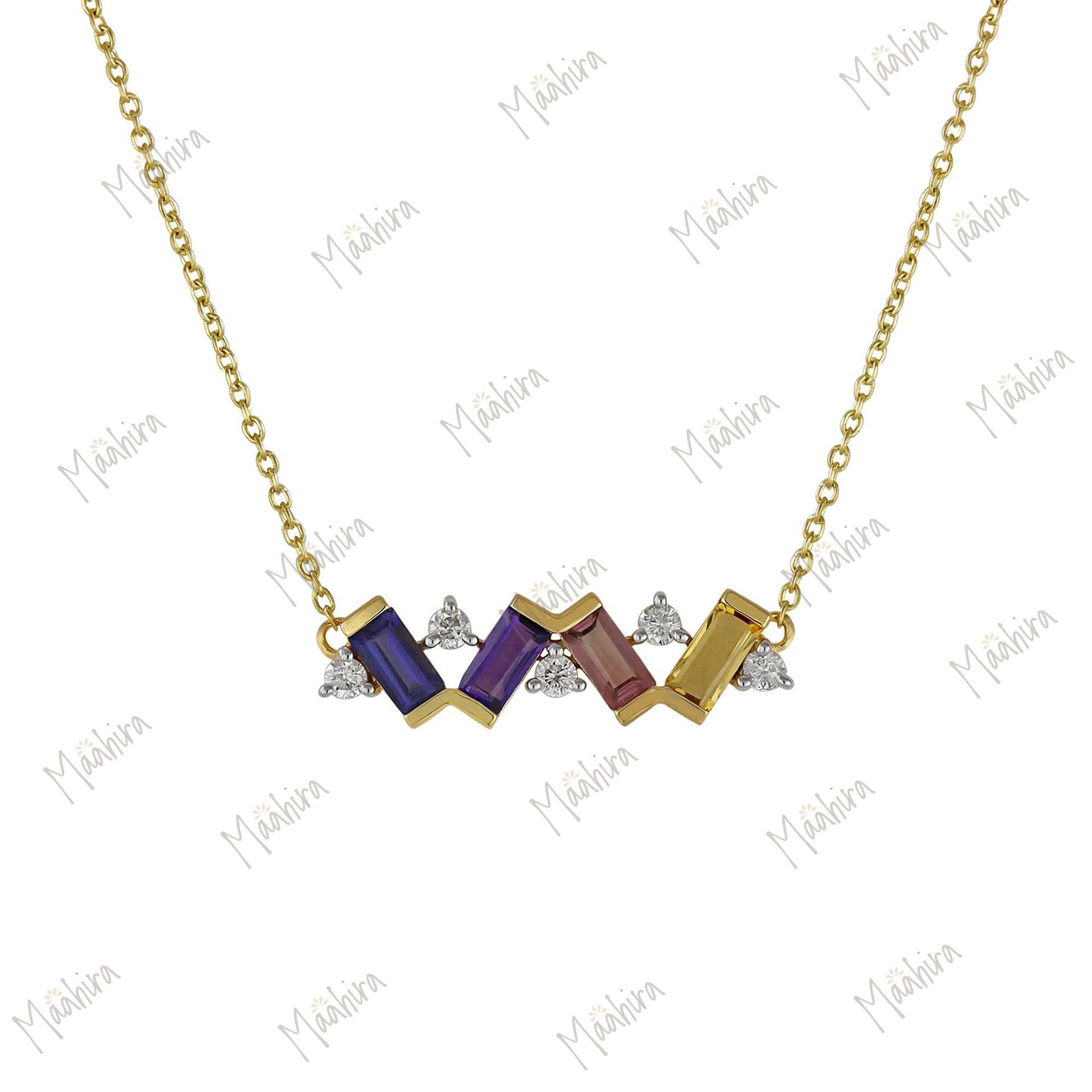 Polychromatic Gold Bar Necklace