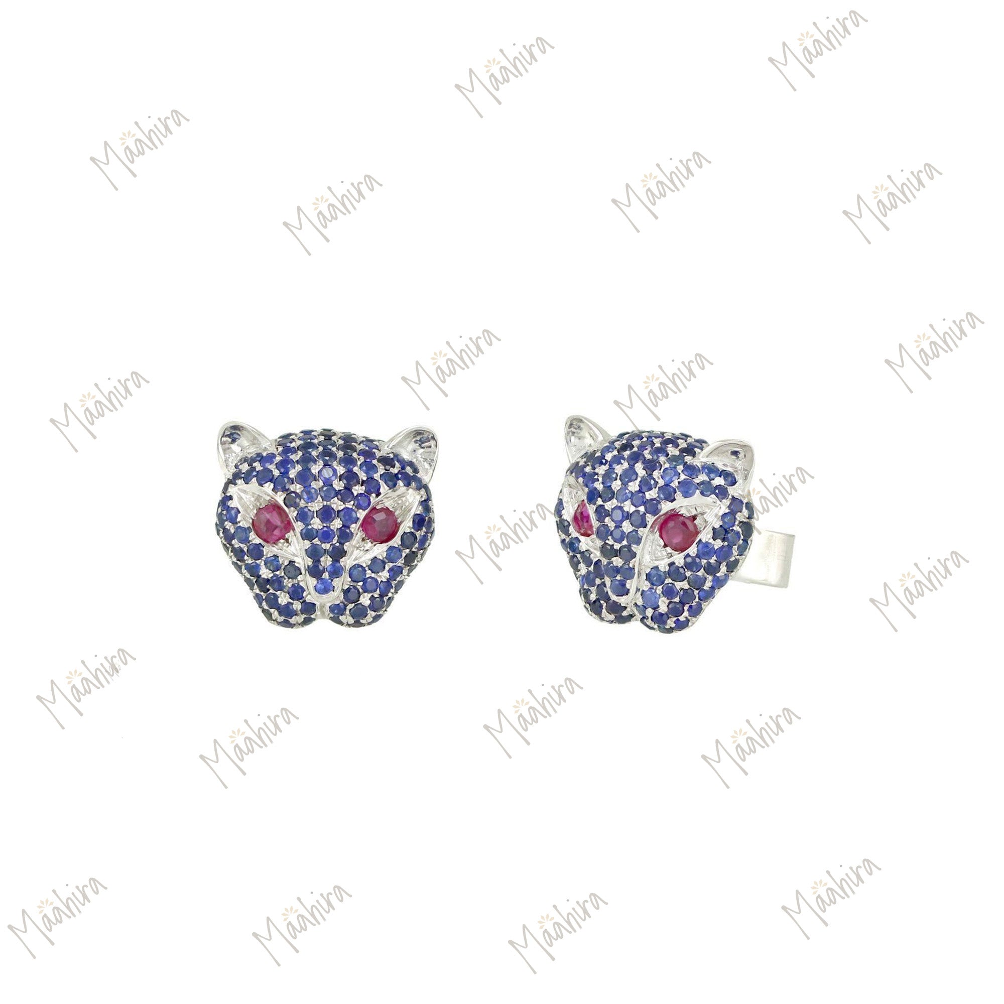 Blue Sapphire Leopard Studs For A Different And Unique Look