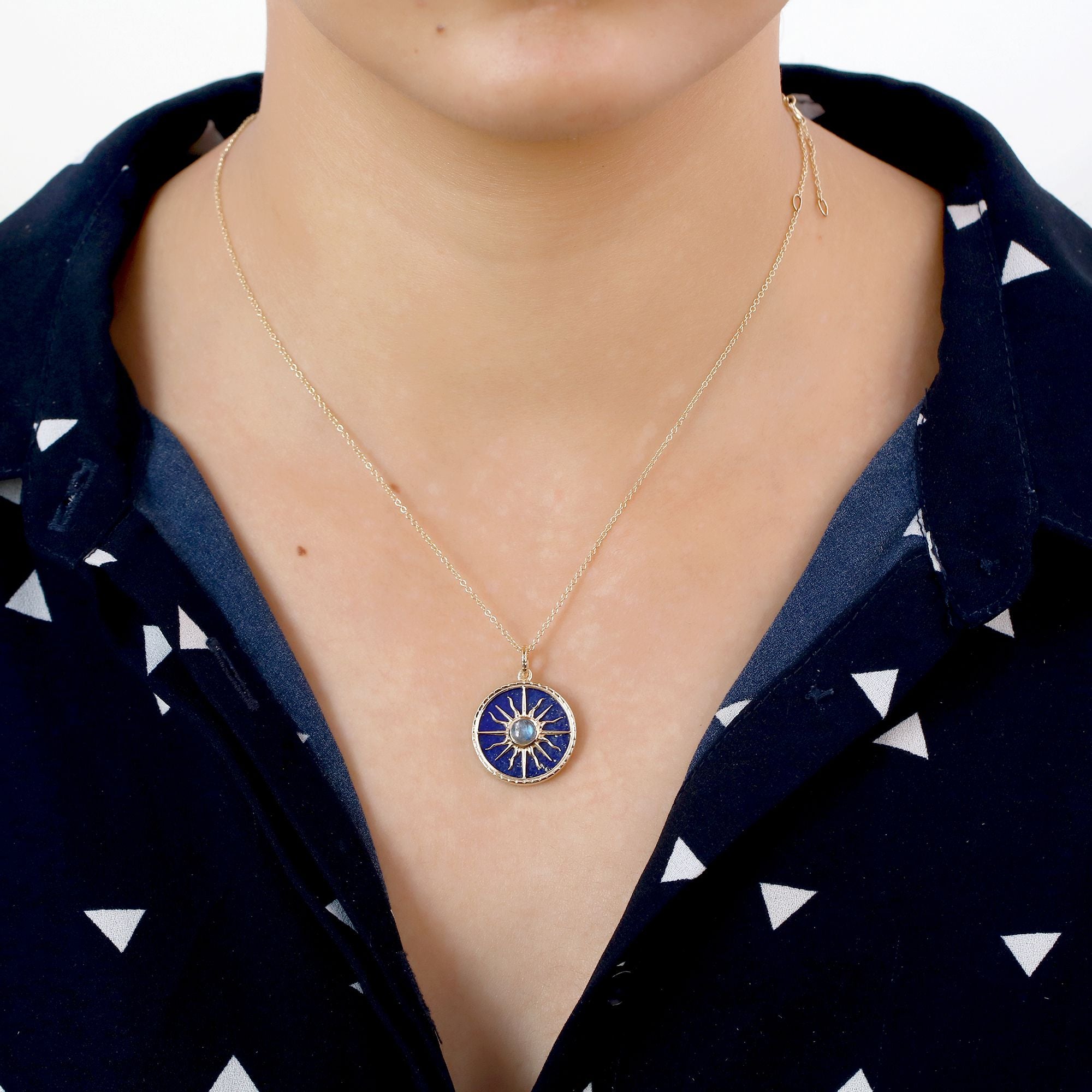 Lapis & Labradorite Sun Pendant 20mm